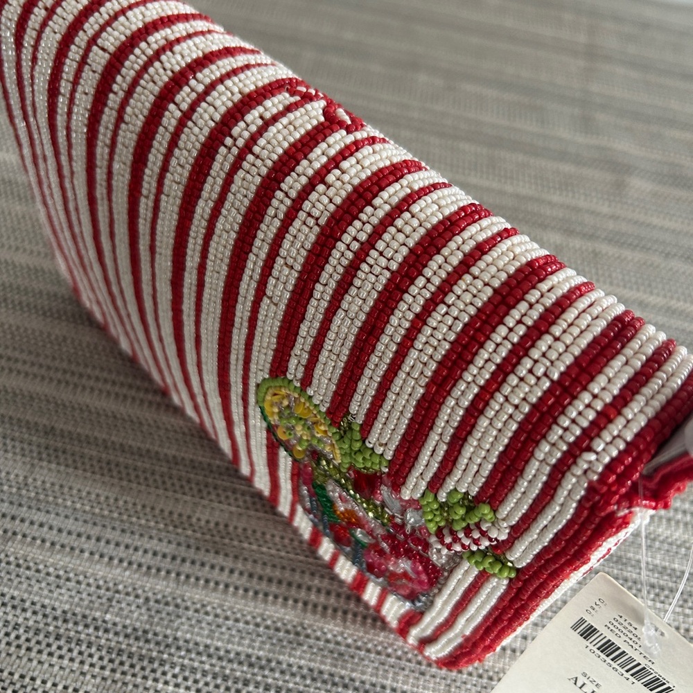 Anthropologie Red and White Beaded Shoulder Bag - Picture 3 of 5